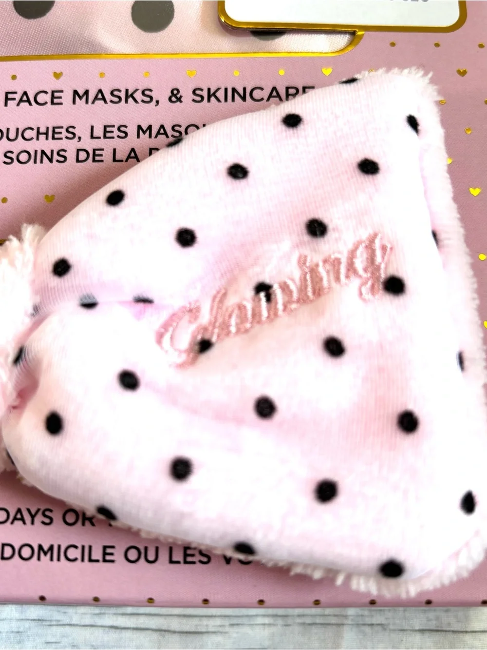 NWT Luxe Rinse Shower & Spa Duo Set Pink Polka Dot